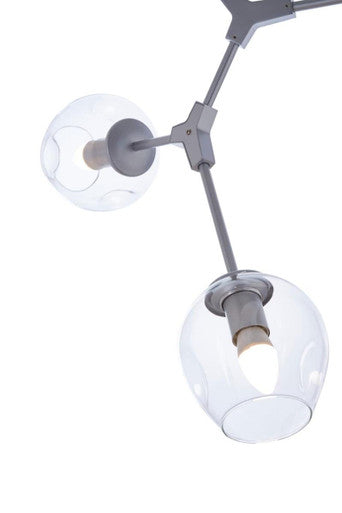 Orsina Abira 5-Arm Silver Pendant Light | Modern Glass & Iron Chandelier
