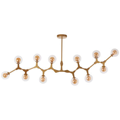 Orsina Abira 12-Arm Gold Pendant Light | Modern Glass Chandelier