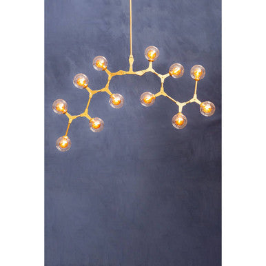 Orsina Abira 12-Arm Gold Pendant Light | Modern Glass Chandelier