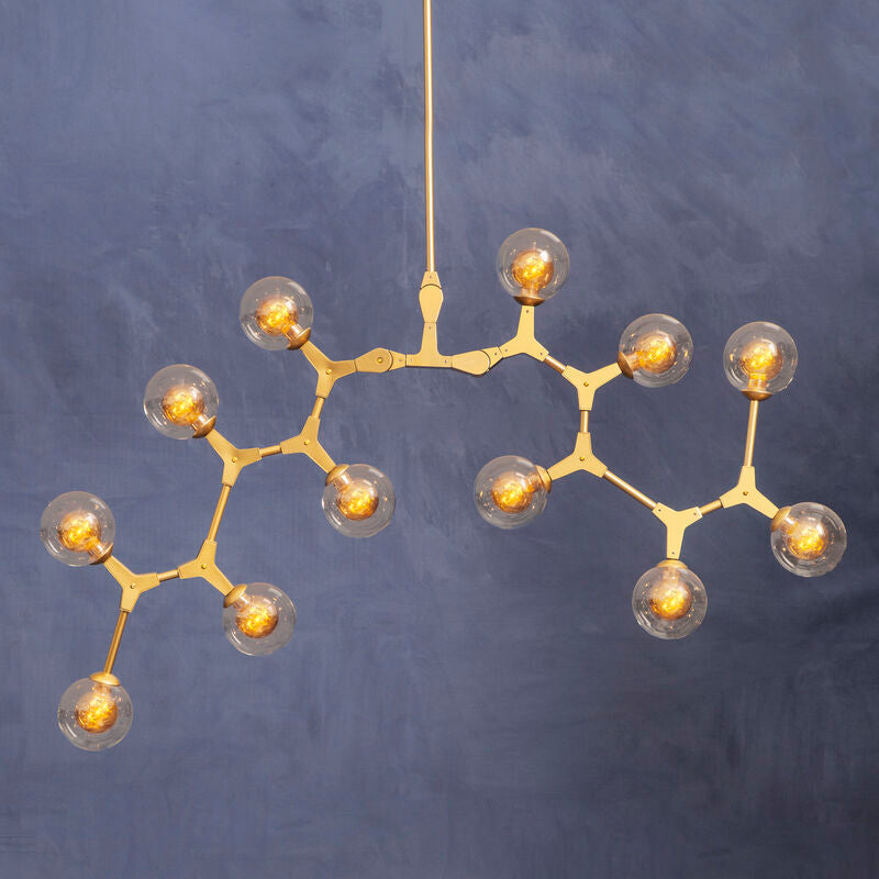 Orsina Abira 12-Arm Gold Pendant Light | Modern Glass Chandelier