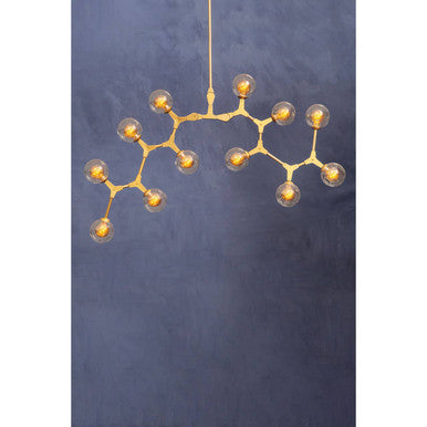 Orsina Abira 12-Arm Gold Pendant Light | Modern Glass Chandelier