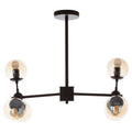 Orsina Abira 6-Arm Matte Black Pendant Light | Brown Glass Shades