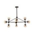 Orsina Abira 10-Arm Matte Black Pendant Light | Brown Glass Globes