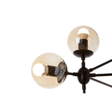 Orsina Abira 10-Arm Matte Black Pendant Light | Brown Glass Globes