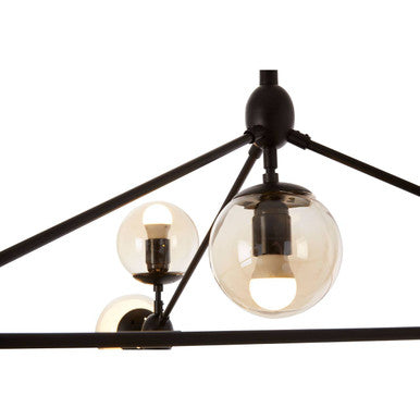 Orsina Abira 10-Arm Matte Black Pendant Light | Brown Glass Globes