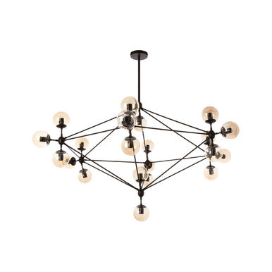 Orsina Abira 21-Arm Pendant Lamp – Matte Black & Tinted Glass Globe