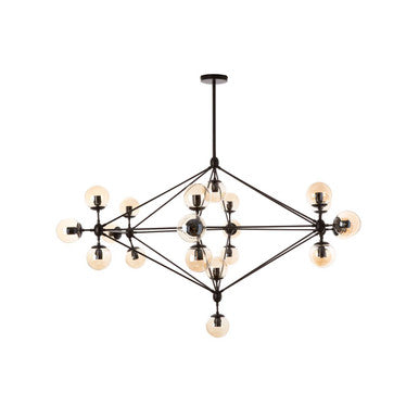 Orsina Abira 21-Arm Pendant Lamp – Matte Black & Tinted Glass Globe