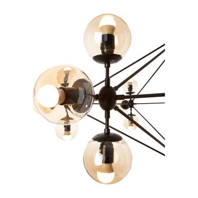 Orsina Abira 21-Arm Pendant Lamp – Matte Black & Tinted Glass Globe