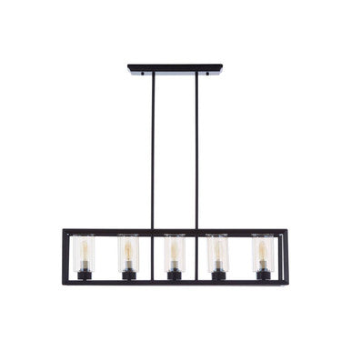 Orsina Aliko 5-Bulb Matte Black Flush Mount Ceiling Light with Tinted Glass