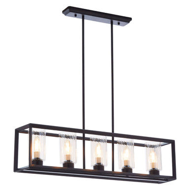 Orsina Aliko 5-Bulb Matte Black Flush Mount Ceiling Light with Tinted Glass