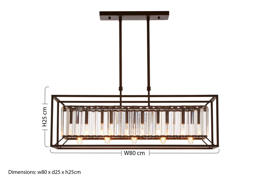 Orsina Akiko 5-Bulb Dark Bronze and Glass Flush Mount Ceiling Light