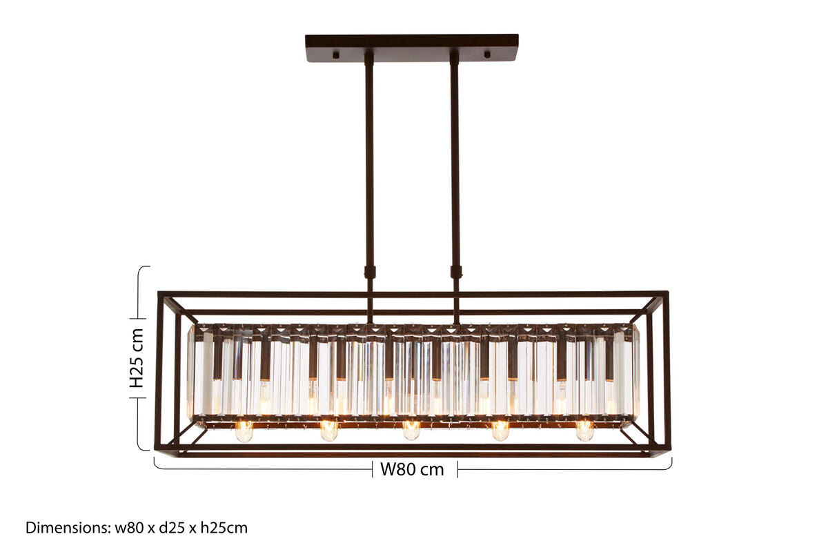 Orsina Akiko 5-Bulb Dark Bronze and Glass Flush Mount Ceiling Light