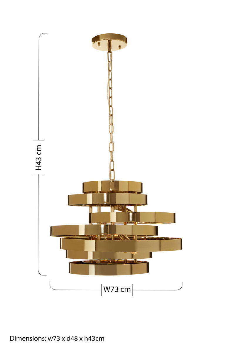 Orsina Alana Gold Pendant Light – 4 Bulb Modern Sculptural Chandelier