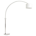 Orsina Hubert Nickel Arc Floor Lamp with White Linen Shade