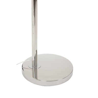 Orsina Hubert Nickel Arc Floor Lamp with White Linen Shade
