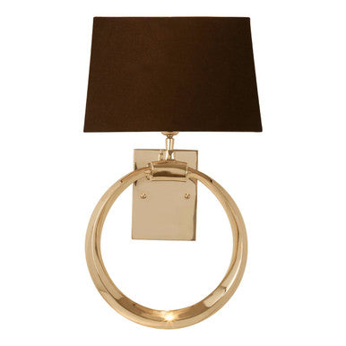 Orsina Skye Wall Light – Polished Nickel Ring Sconce with Black Shade