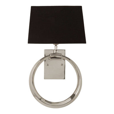 Orsina Skye Wall Light – Polished Nickel Ring Sconce with Black Shade