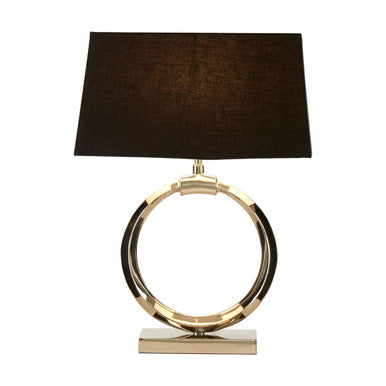 Orsina Skye Table Lamp – Modern Nickel Ring Base with Black Shade