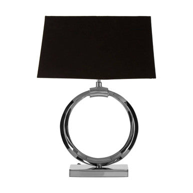Orsina Skye Table Lamp – Modern Nickel Ring Base with Black Shade