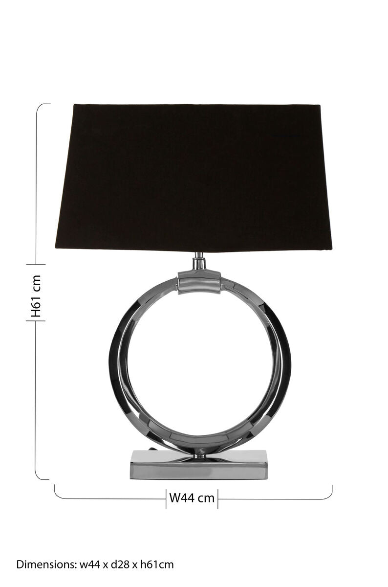 Orsina Skye Table Lamp – Modern Nickel Ring Base with Black Shade