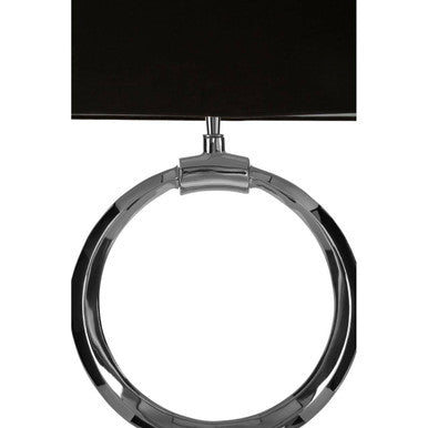 Orsina Skye Table Lamp – Modern Nickel Ring Base with Black Shade
