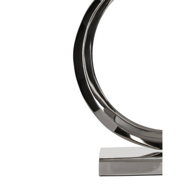 Orsina Skye Table Lamp – Modern Nickel Ring Base with Black Shade