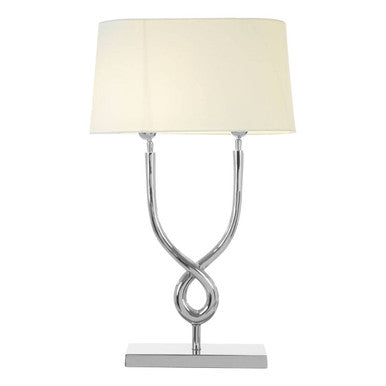 Orsina Skye Table Lamp – Polished Nickel Cross Base with White Shade