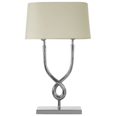 Orsina Skye Table Lamp – Polished Nickel Cross Base with White Shade
