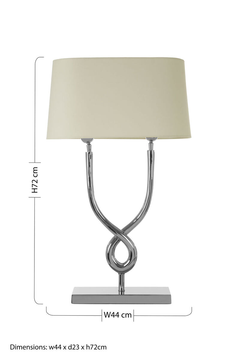 Orsina Skye Table Lamp – Polished Nickel Cross Base with White Shade
