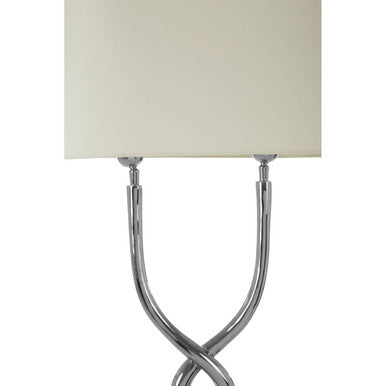 Orsina Skye Table Lamp – Polished Nickel Cross Base with White Shade