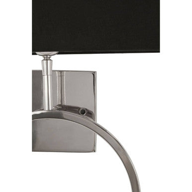 Orsina Skye Nickel Wall Light – Modern Sconce with Black Fabric Shade