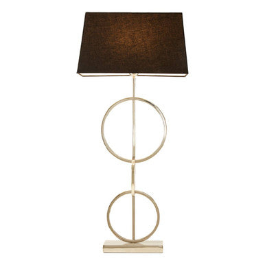 Orsina Skye Table Lamp – Modern Polished Nickel with Black Shade