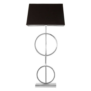 Orsina Skye Table Lamp – Modern Polished Nickel with Black Shade