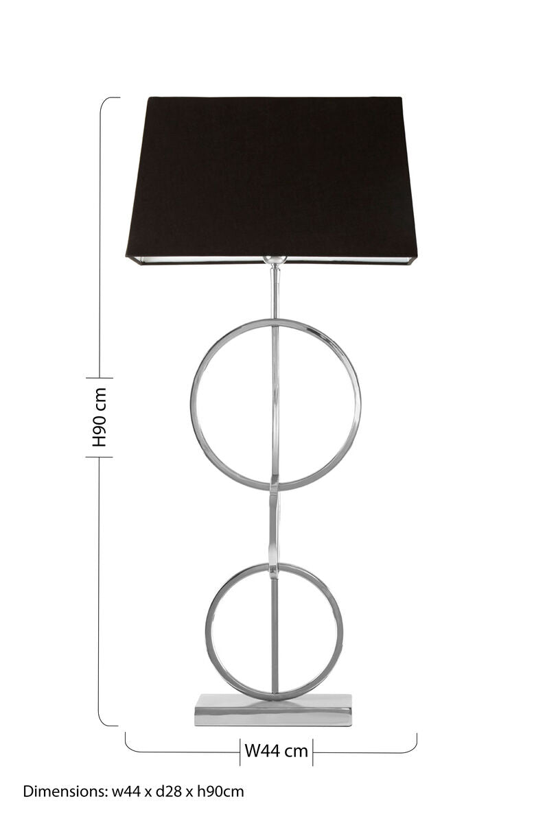 Orsina Skye Table Lamp – Modern Polished Nickel with Black Shade