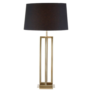 Orsina Skye Gold Table Lamp | Rectangular Base with Black Fabric Shade