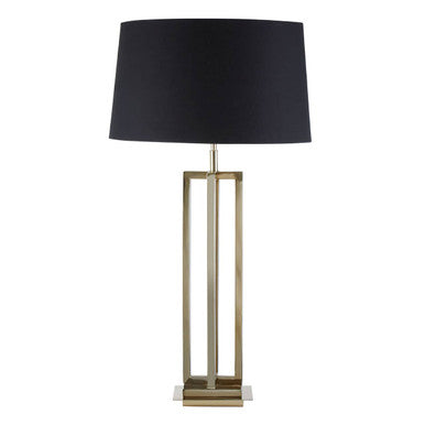 Orsina Skye Gold Table Lamp | Rectangular Base with Black Fabric Shade