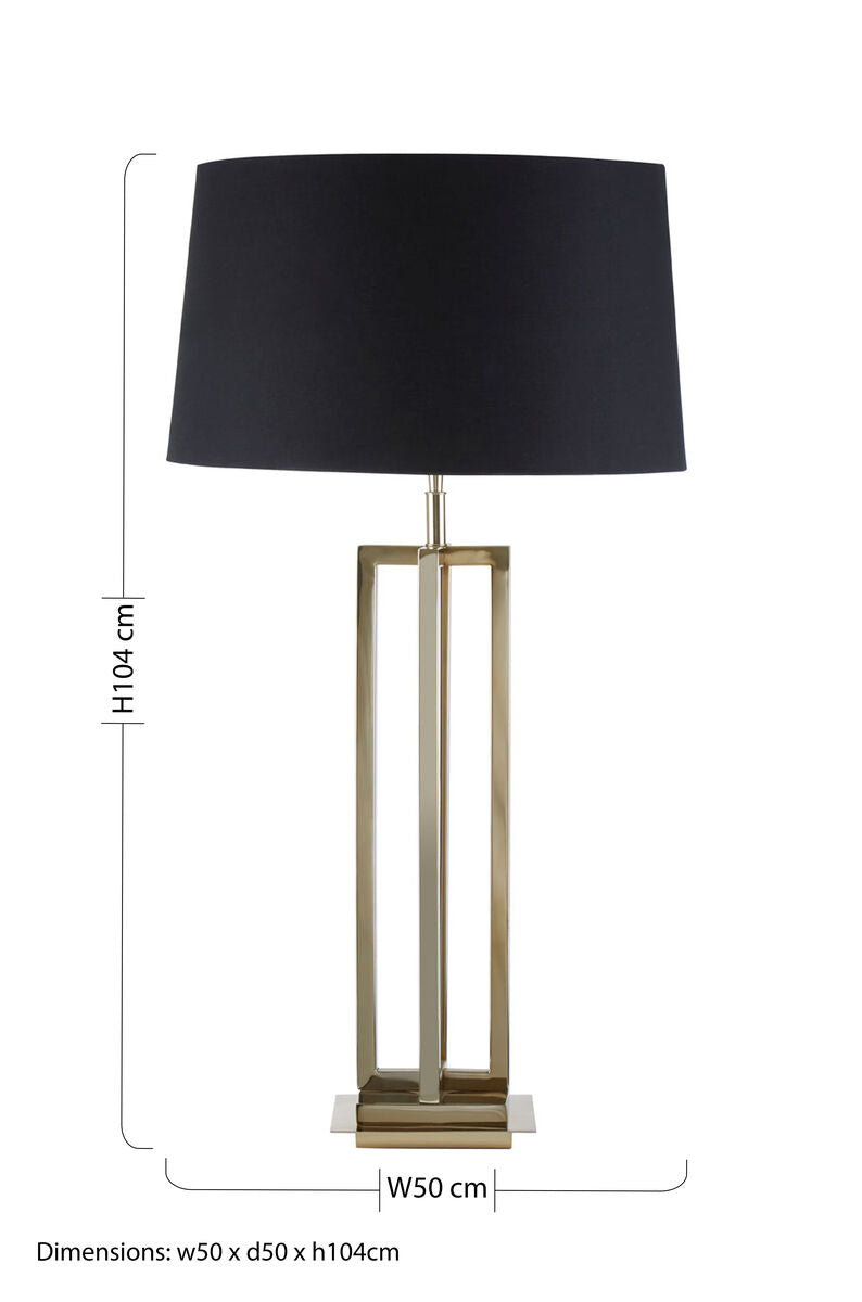 Orsina Skye Gold Table Lamp | Rectangular Base with Black Fabric Shade