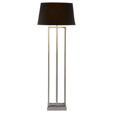 Orsina Skye Nickel Rectangular Floor Lamp with Black Tapered Shade