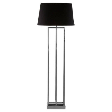 Orsina Skye Nickel Rectangular Floor Lamp with Black Tapered Shade