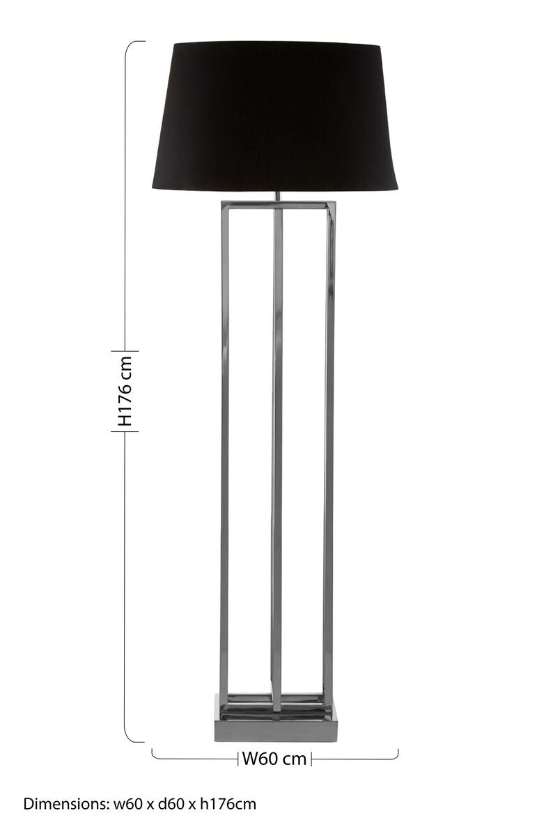 Orsina Skye Nickel Rectangular Floor Lamp with Black Tapered Shade