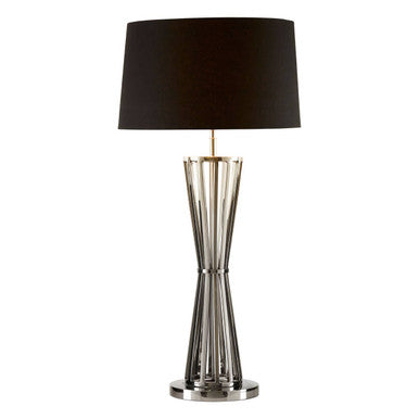 Orsina Skye Table Lamp – Twisted Nickel Base with Black Fabric Shade