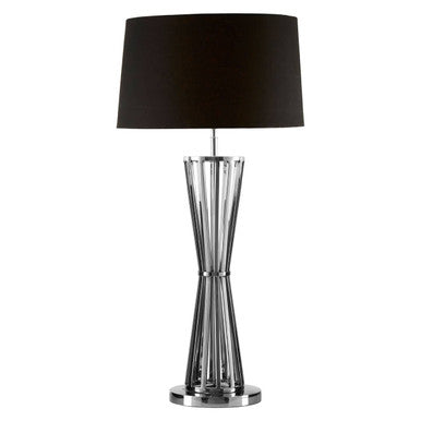 Orsina Skye Table Lamp – Twisted Nickel Base with Black Fabric Shade