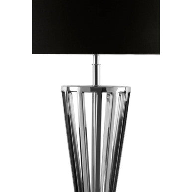Orsina Skye Table Lamp – Twisted Nickel Base with Black Fabric Shade