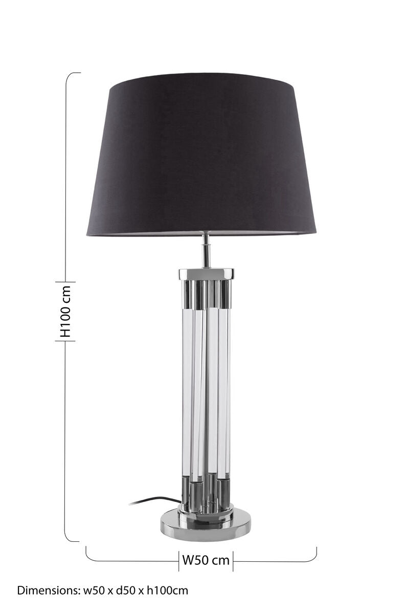Orsina Skye Table Lamp – Modern Acrylic and Nickel with Black Shade
