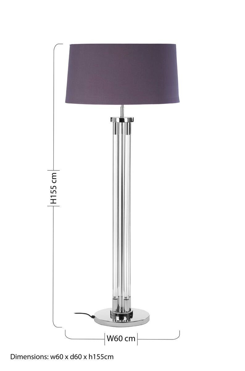 Orsina Skye Tall Acrylic Floor Lamp – Nickel Base with Grey Shade