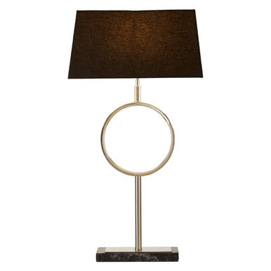 Orsina Skye Stone Table Lamp – Modern Black Fabric Shade & Nickel
