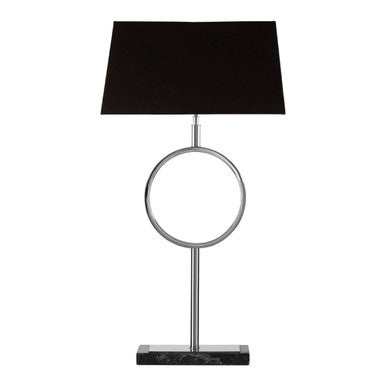 Orsina Skye Stone Table Lamp – Modern Black Fabric Shade & Nickel