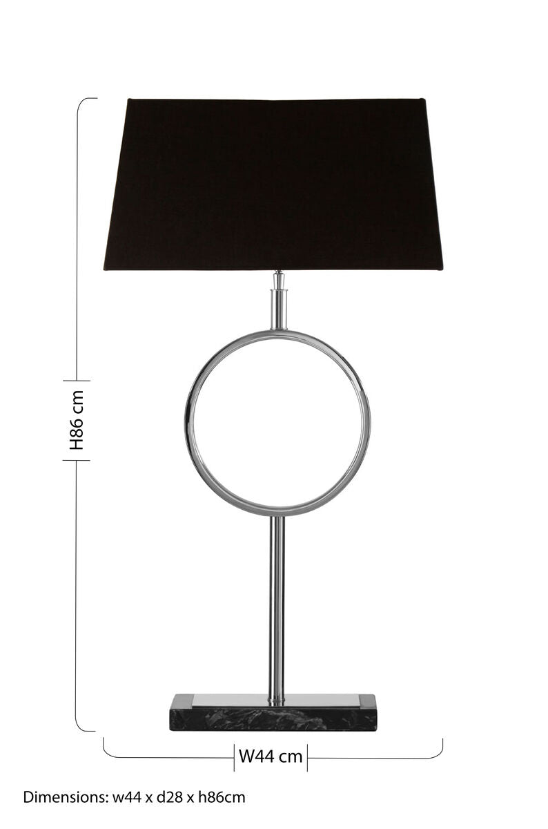 Orsina Skye Stone Table Lamp – Modern Black Fabric Shade & Nickel