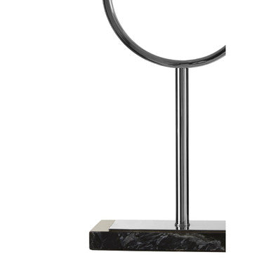 Orsina Skye Stone Table Lamp – Modern Black Fabric Shade & Nickel