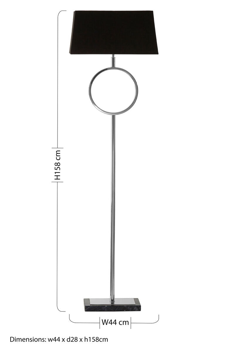Orsina Skye Floor Lamp – Modern Nickel & Stone Base with Black Shade